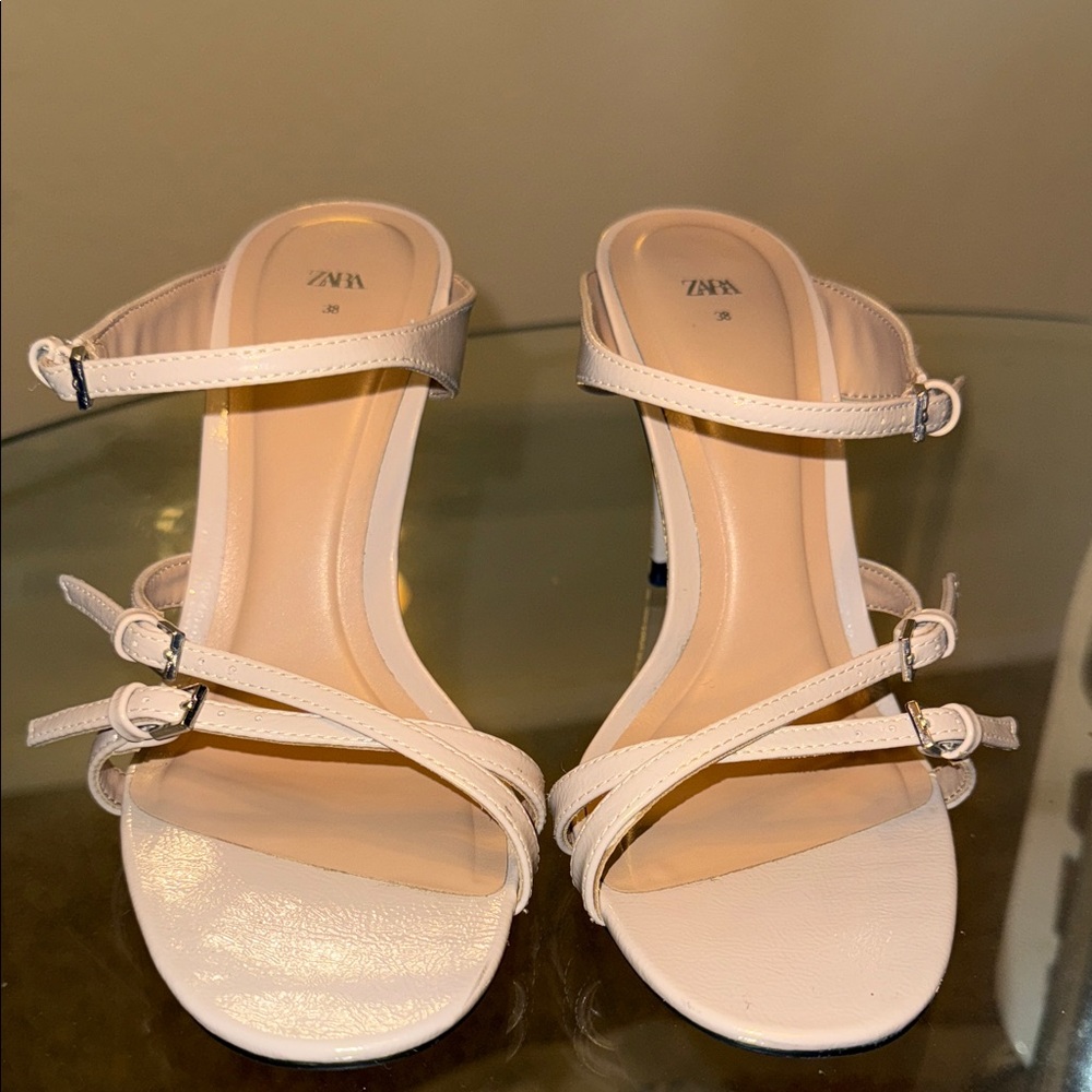 Zara Women's Beige Strappy Heels